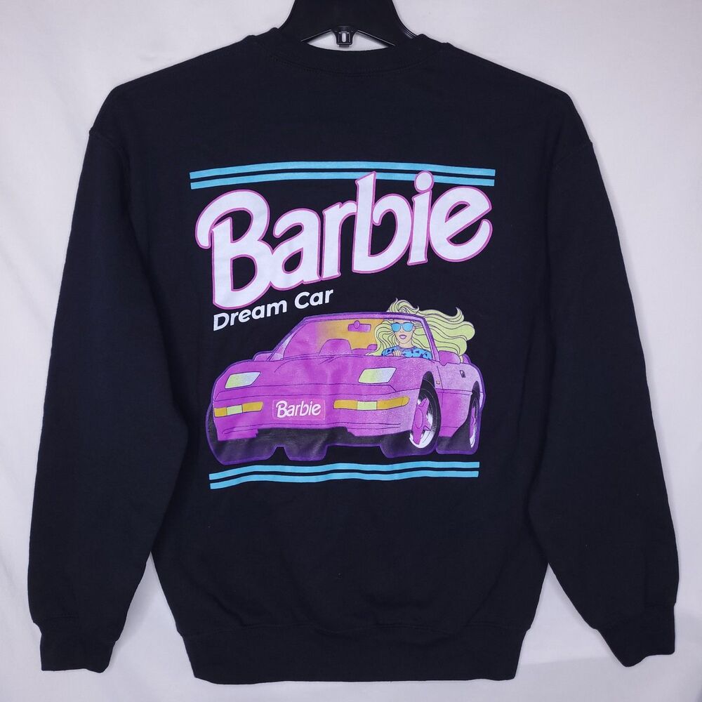 Barbie Dream Car Sweatshirt Womens Medium Black Fleece - Picture 1 of 10